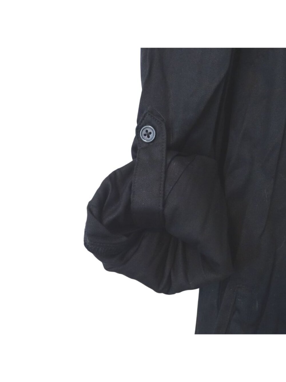 Time And Tru Black Popover Shirt Dress Women M 8-10 Roll Tab Long Sleeve Casual - Picture 2 of 12